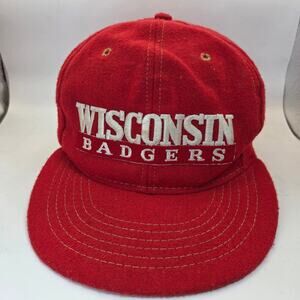 Wisconsin Badgers Vintage USA Snapback Hat University Square Wool Blend Cap